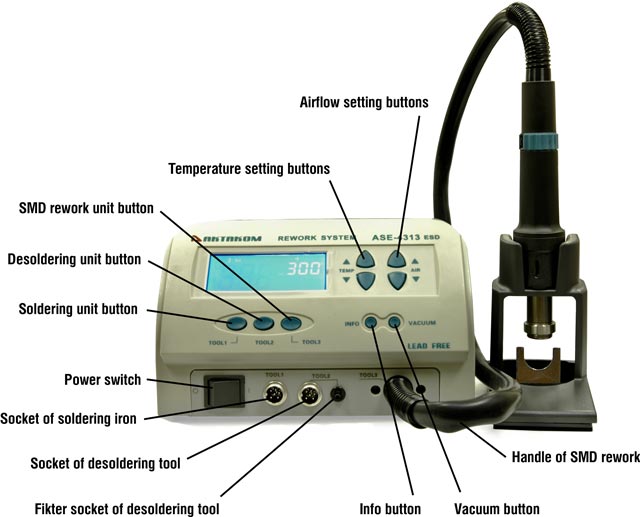 Controls of ASE-4313 Soldering Rework Station